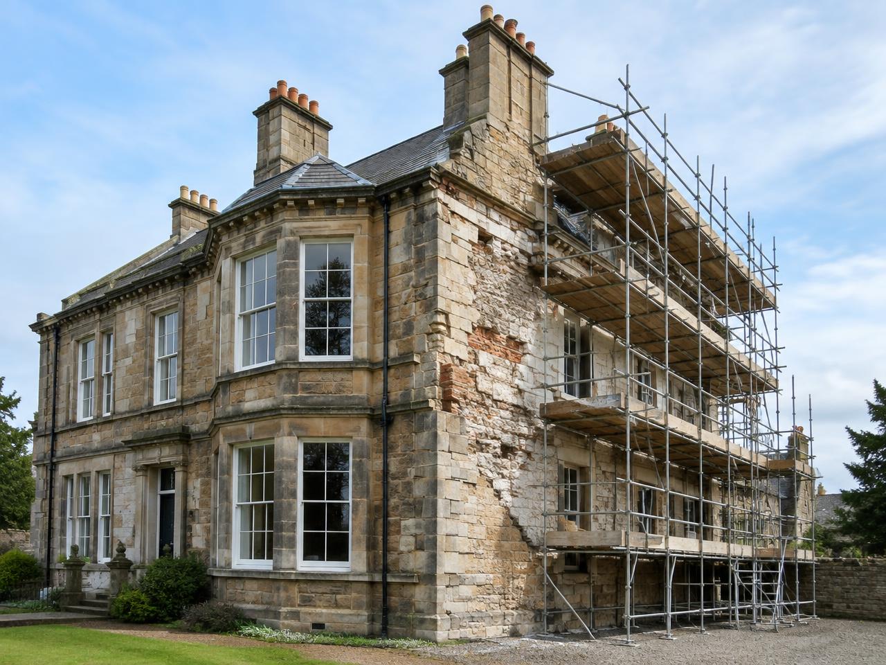 Detailed residential building exterior assessed for rebuild cost